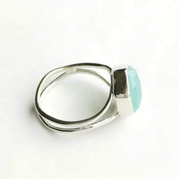 Aqua Chalcedony ring sterling silver size 6 - Picture 3 of 6